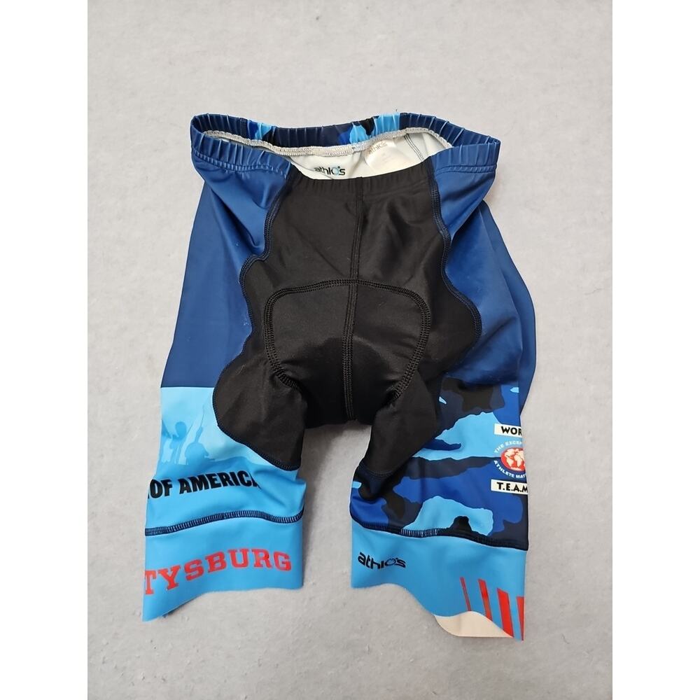 Athlos Face Of America Gettysburg Shorts sz M Blue Nylon Cycling Padded